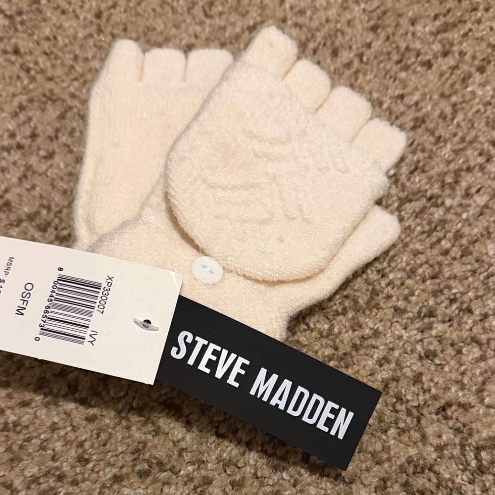 Steve Madden Cream Glittens